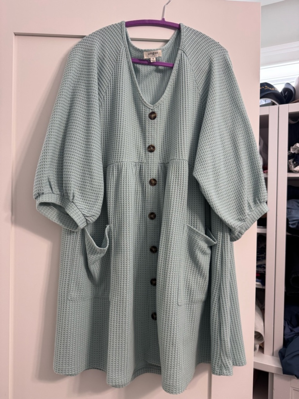 Umgee Mint Green Waffle Midi Dress